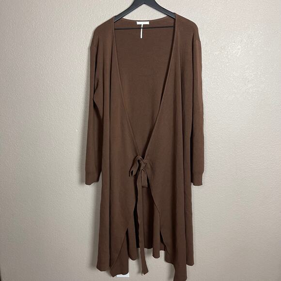 Stictch Drop Oversized Brown Tie Cardigan Size Extra Large - Picture 1 of 7
